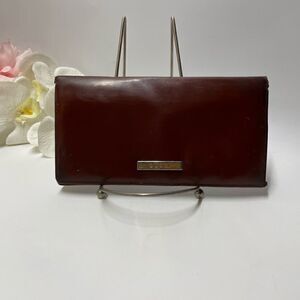 Authentic GUCCI Patent Leather Bifold Long Wallet Brown